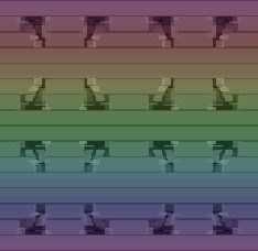 Pixel art of messy multi-colored wires surrounded by metal panels